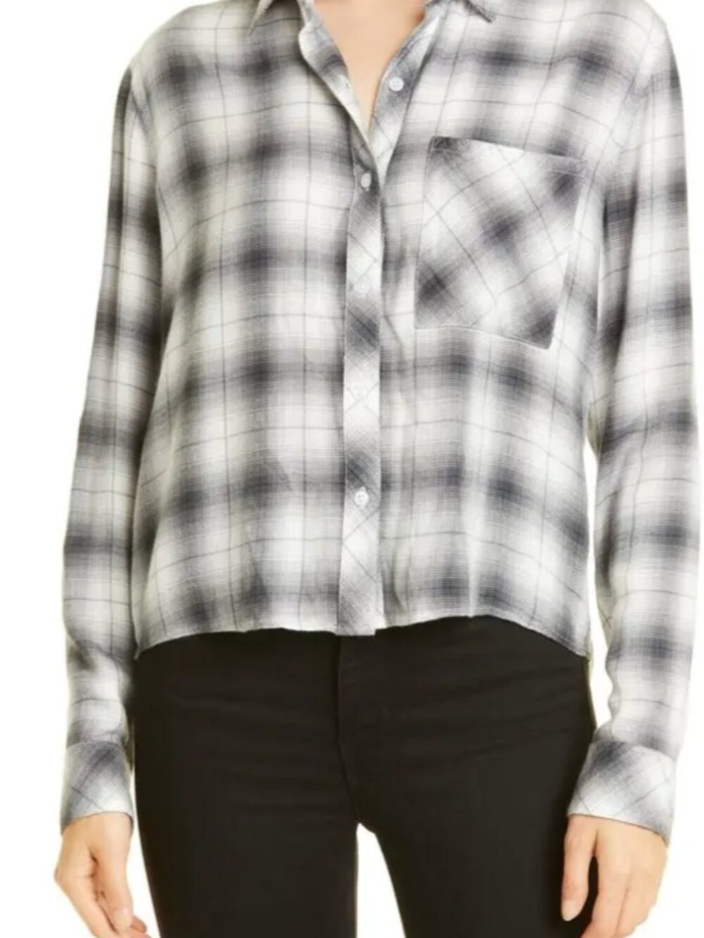 Rails Dylan Cropped Plaid Button Down Shirt Small S